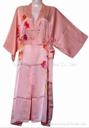 Pure Silk Hand-Painted Kimono, Silk Bathrobes, Robe 2