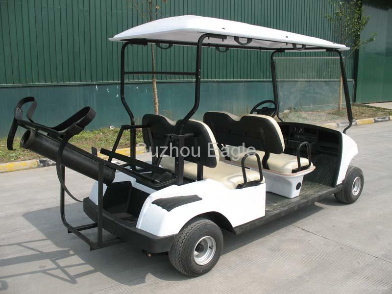 CE Approved Four Seater Golf Cart with Slanted Golf Bag Holder