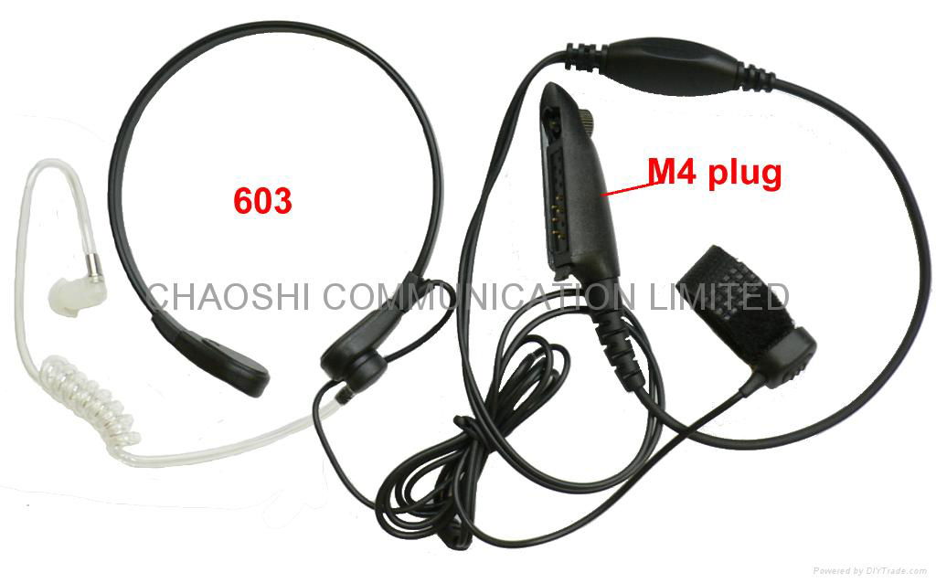 Throat Mic with Acoustic Tube Earpiece with finger PTT