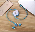 3-in-1 Retractable USB Cables(Lighting + Type-C + Micro USB) 2A Fast Charge 5