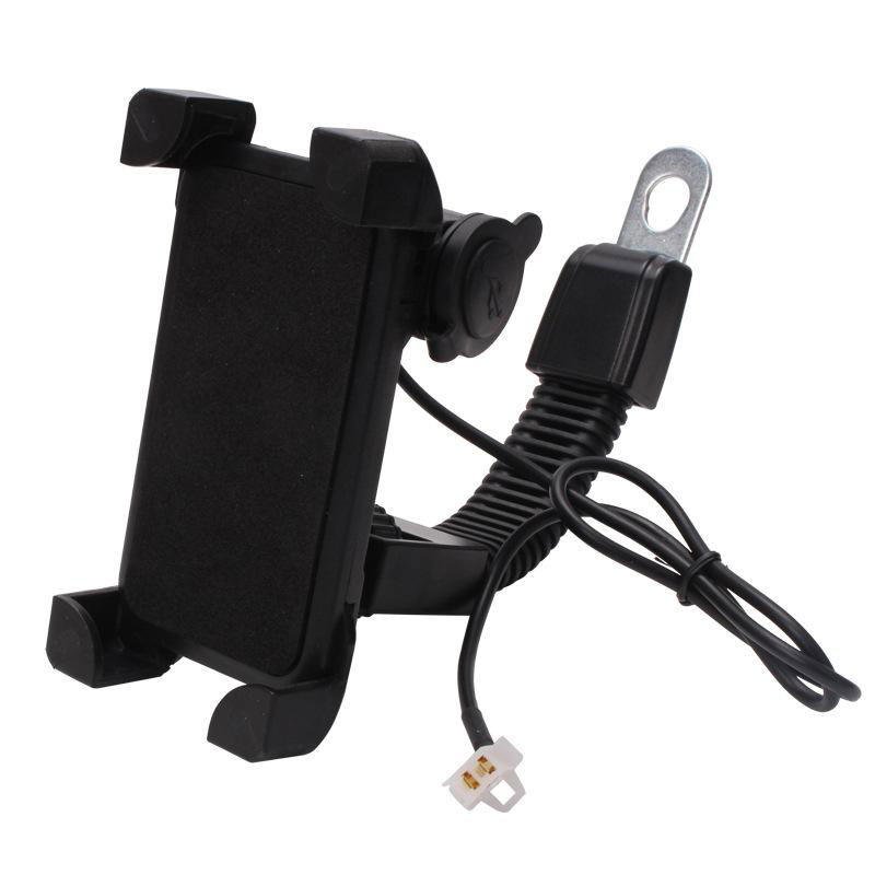 Universal Motorcycle phone mirror mount holder with usb charger 5v 2.1a 4