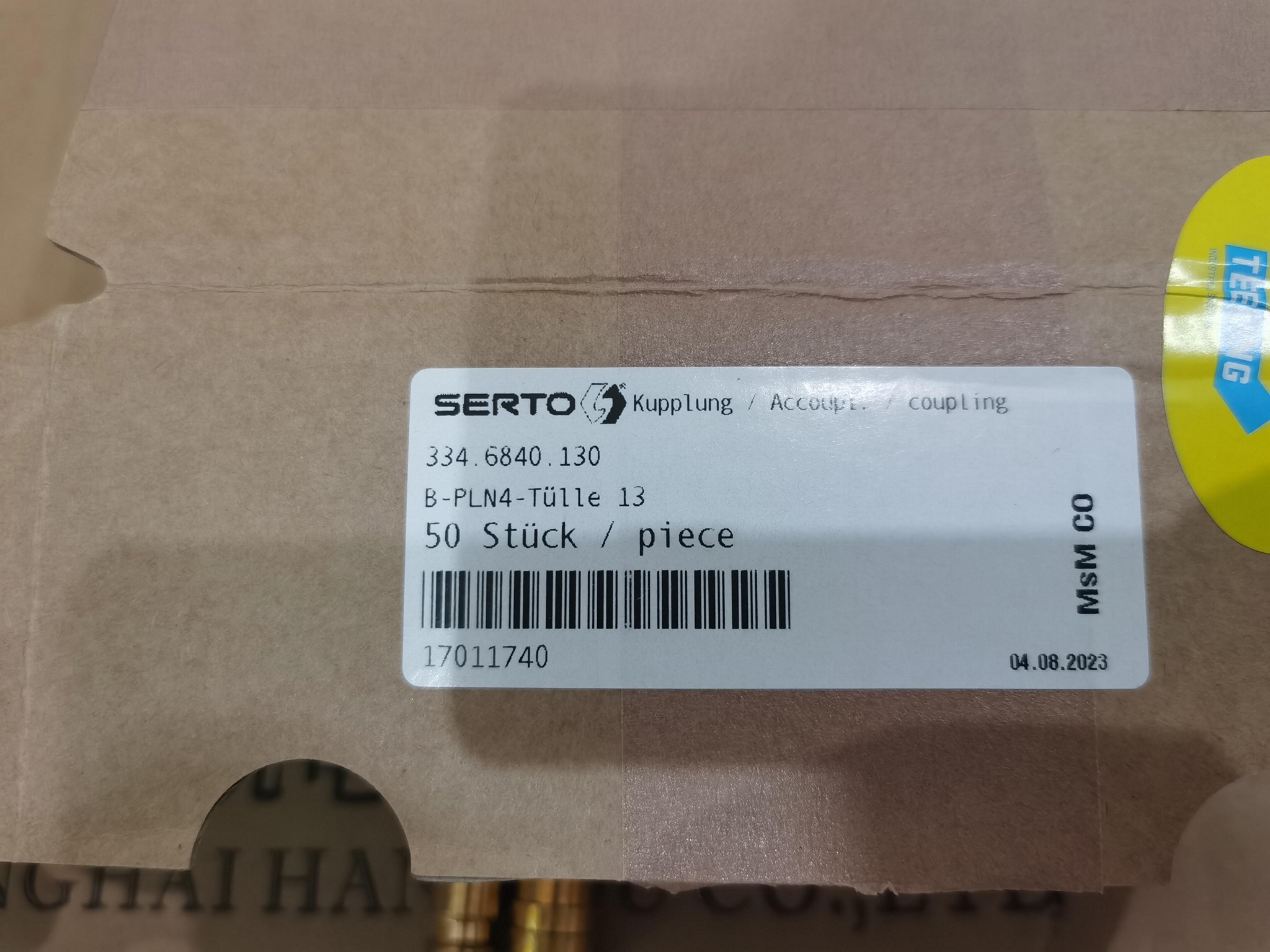 SERTO 快速连接器公头 B-PLN4-Tuelle 13 订货号 17011740 3