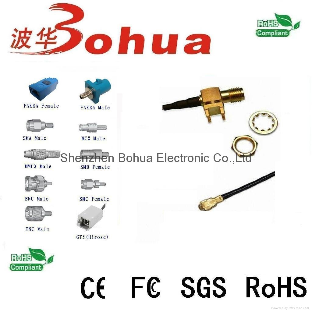 SMA female  PCB mount to W.FL female right angle with 100mm 0.81mm(D) cable