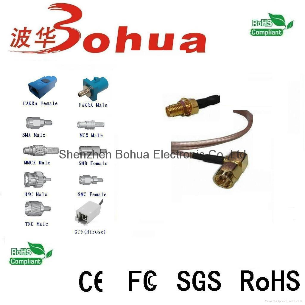 SMA male right angle to SMA female bulkhead with SF141J cable