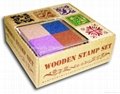 Wooden rubber stamp set