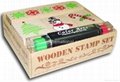 Wooden rubber stamp set