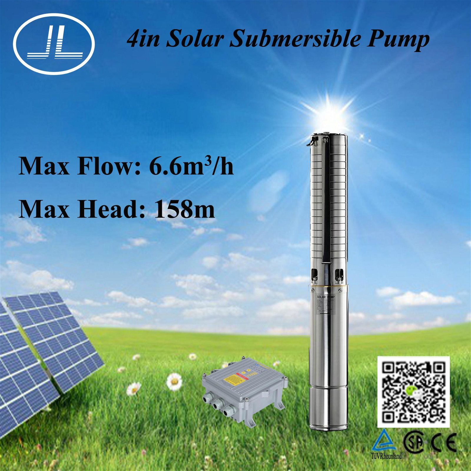 1300W 4inch Centrifugal Solar Power Submersible Pump, Cleaning Water Pump