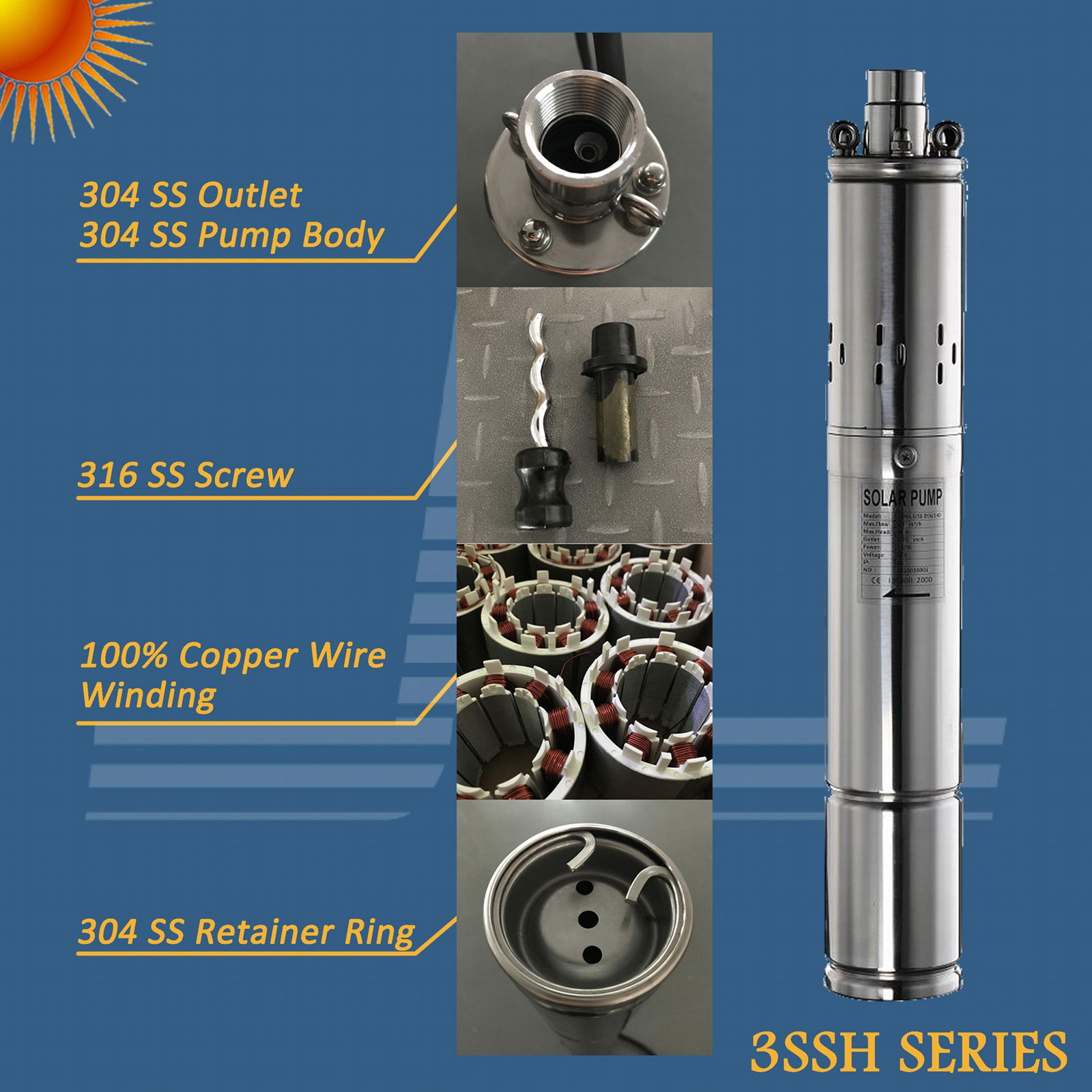 3inch 140W BLDC Solar Submersible Pump System with MPPT controller, Screw Pump