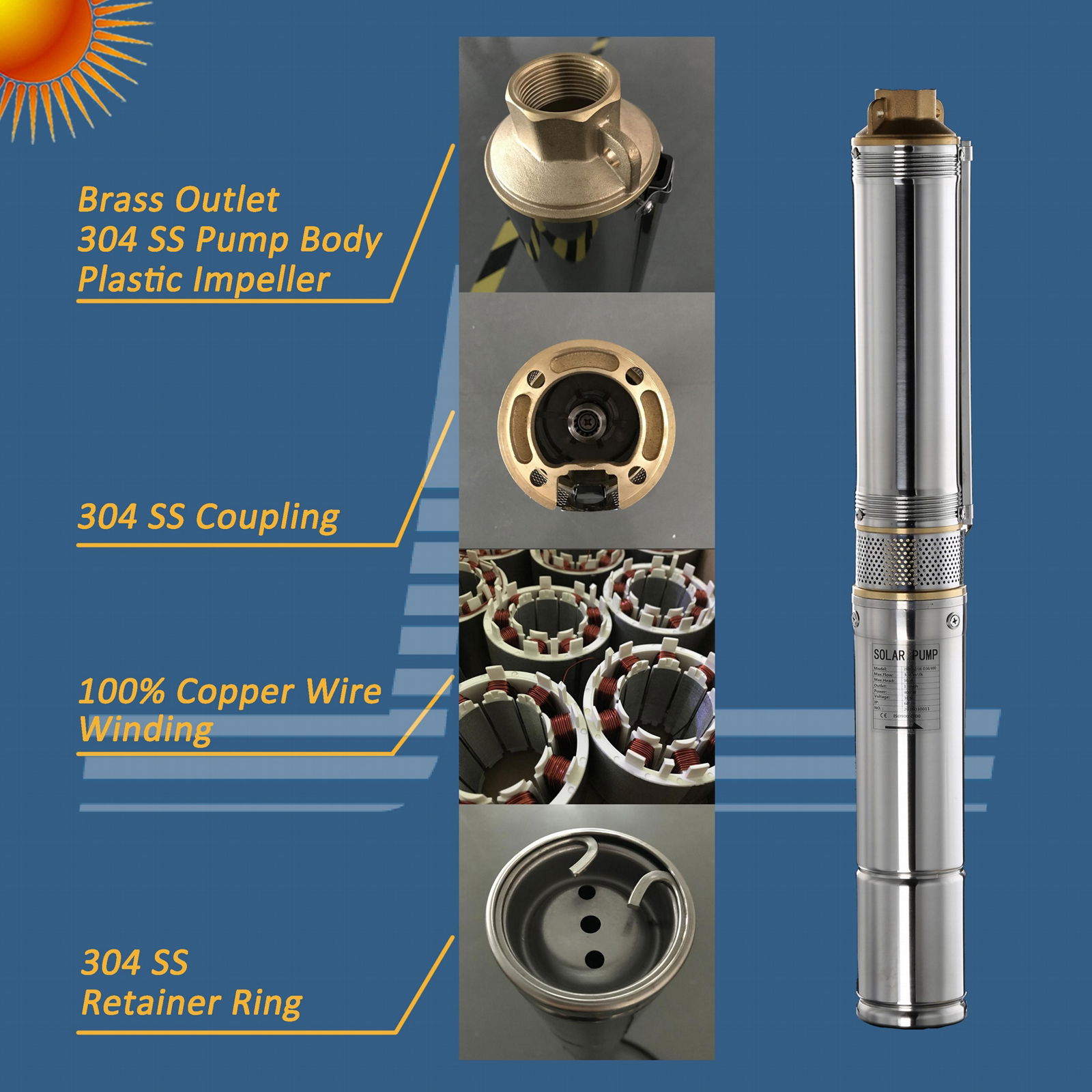 3inch Centrifugal Solar Water Pump, Brushless DC Pump, with MPPT Controller 2