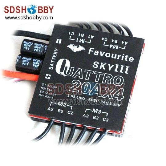 FVT 20A 4-in-1 Brushless ESC(SKY III series) for Multicopter with SBEC#FVT-M20-4