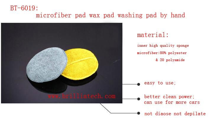 High density microfiber polishing pad car wax applicator with finger pocket  2