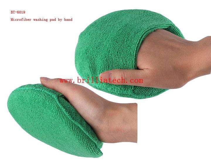 High density microfiber polishing pad car wax applicator with finger pocket  3