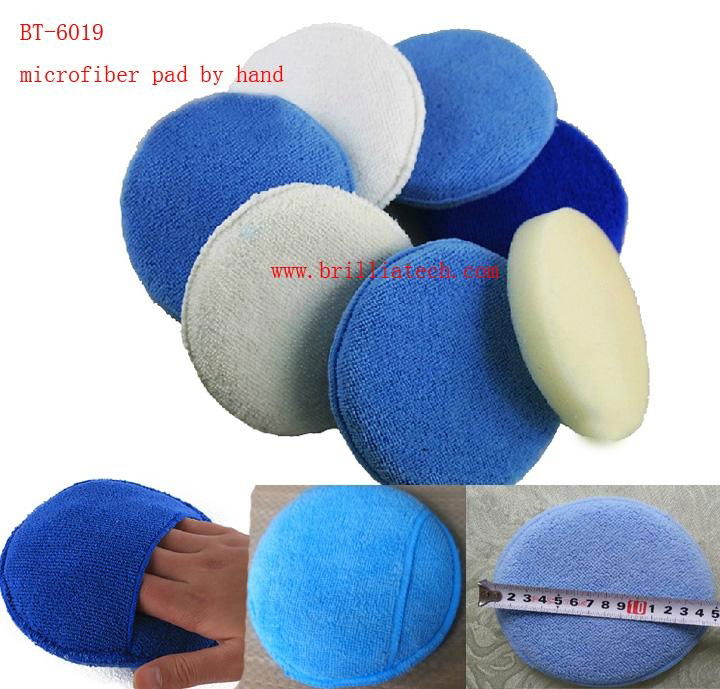 High density microfiber polishing pad car wax applicator with finger pocket  4