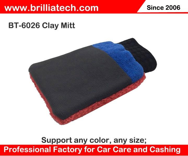 Plush clay bar car washing glove microfiber cloth clay mitt car wax detailing  4