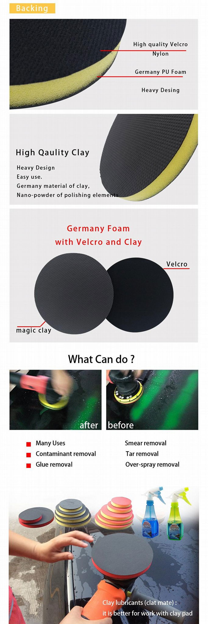Magic clay pad car wash detailing clay disc auto cleaning sponge pad polisher  2