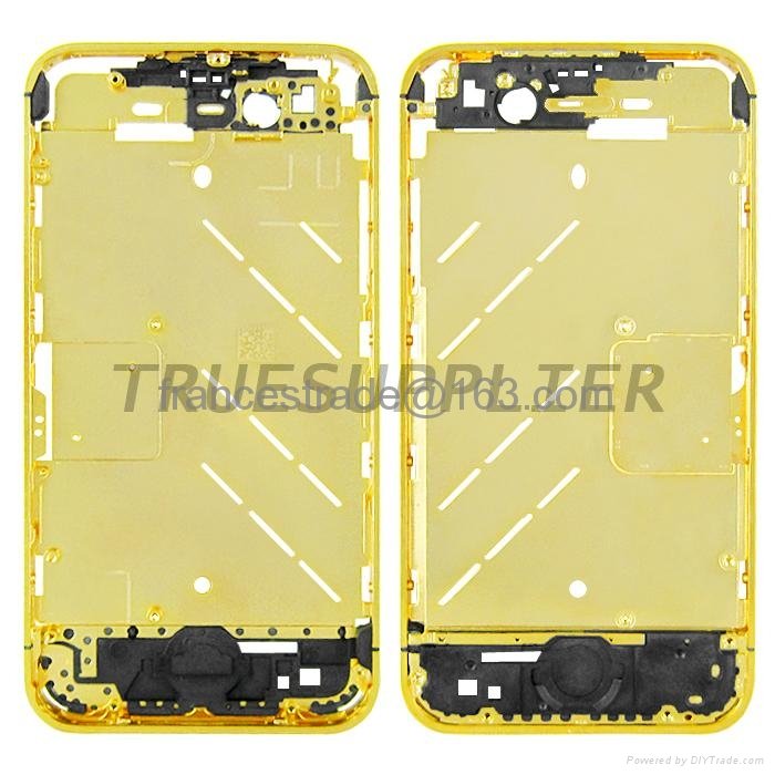 Apple iPhone 4 Diamond Middle Plate Housing Faceplates Gold 2