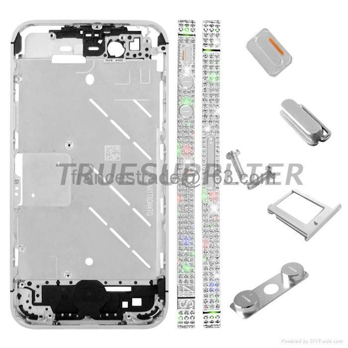 Diamond Middle Plate Housing Faceplates Silver for iphone 4 