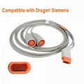 Compatible with Drager/ Sie Invasive Blood Pressure/IBP Transducer Adapter Cable 