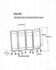 Stainless steel 4 folding moblie ward screen