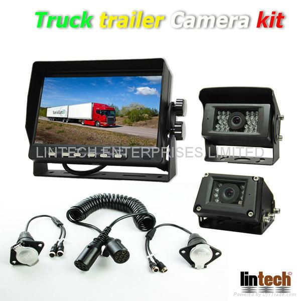 12~24V DC Truck trailer backup camera system with 7 Pin spring cable 