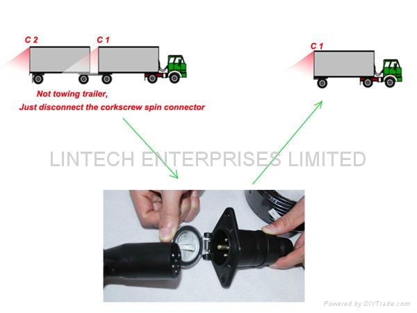 12~24V DC Truck trailer backup camera system with 7 Pin spring cable  2