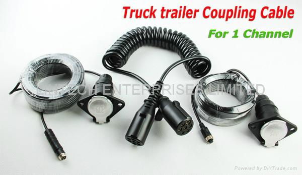 12~24V DC Truck trailer backup camera system with 7 Pin spring cable  4