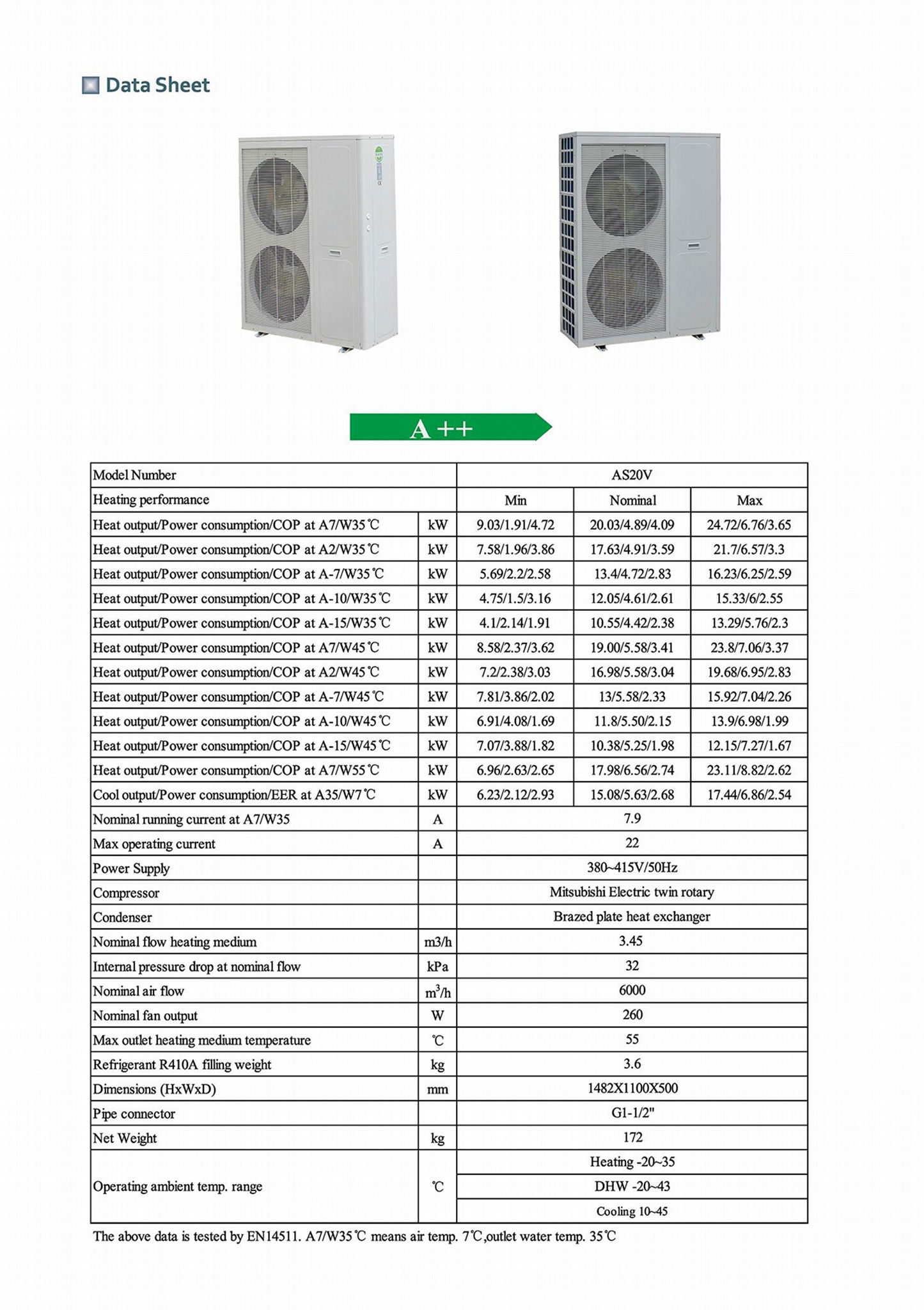 Inverter heat pump 20KW AS20V 4