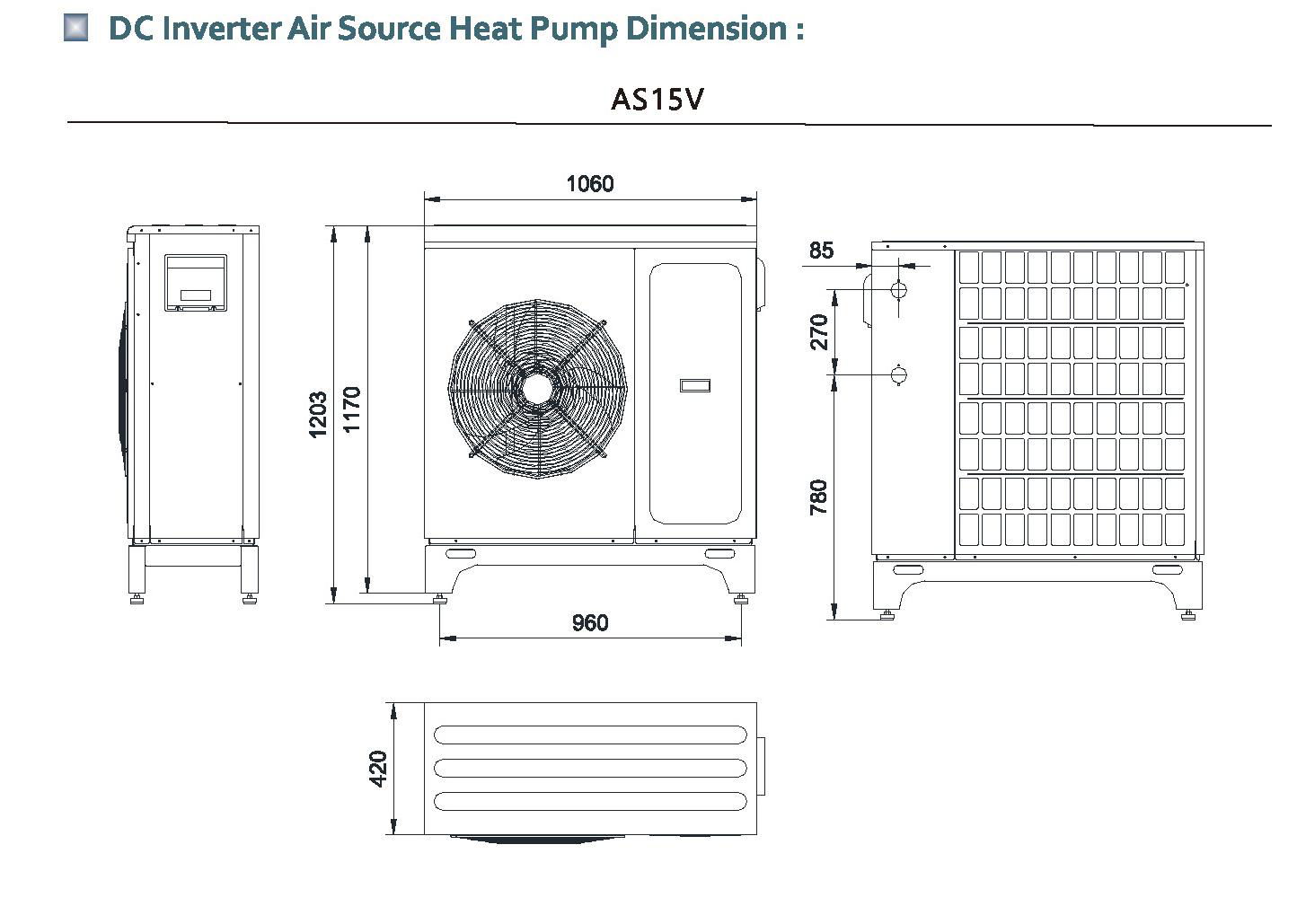 R410A DC inverter  heat pump 15KW single phase 5