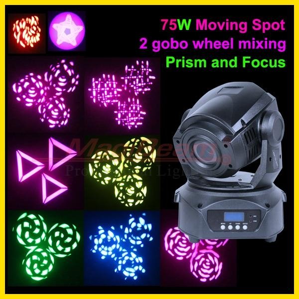 75W double gobo wheel prism and focus led moving head spot night club light