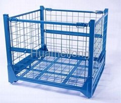 Stacking collapsible wire container steel pallet box container