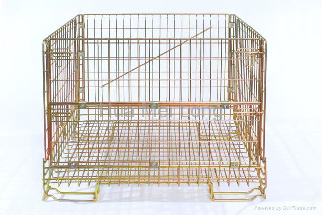China collapsible metal wire mesh container with wheels