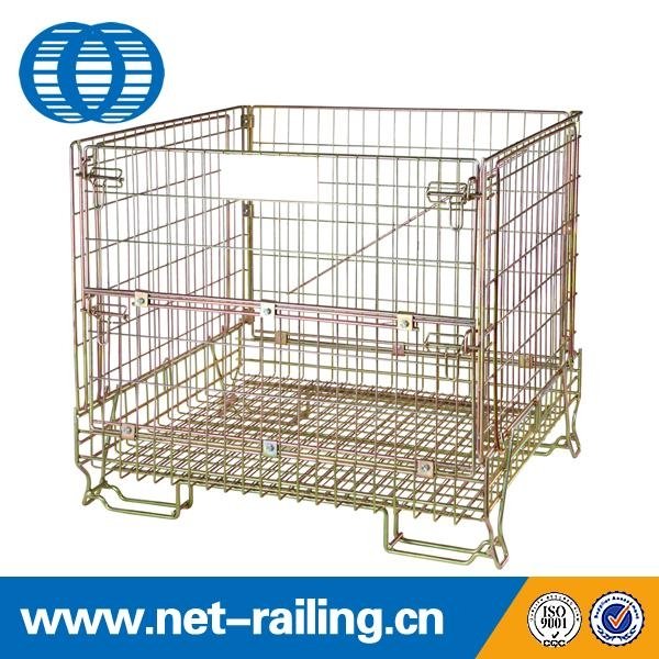 China collapsible metal wire mesh container with wheels 2