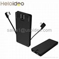 super slim AC plug power bank for  Mobile Phone,built in cable