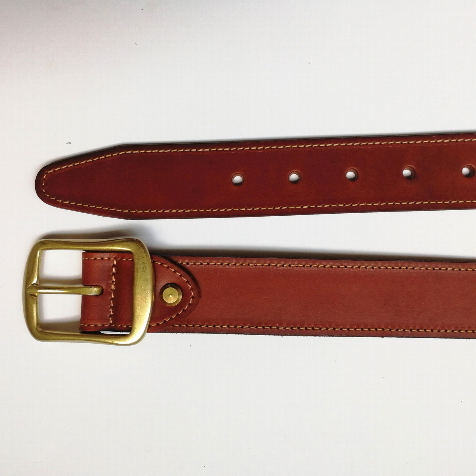 High Quality Leather Belt w/Heavy Bronze Buckle 2