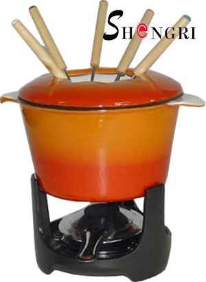 cast iron fondue pot