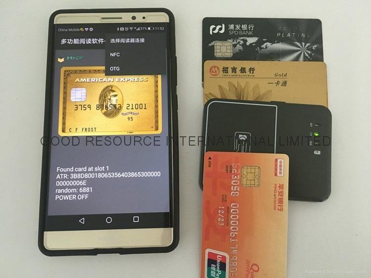 HF 13.56MHZ Bluetooth RFID contactless and magnetic contact card NFC reader 