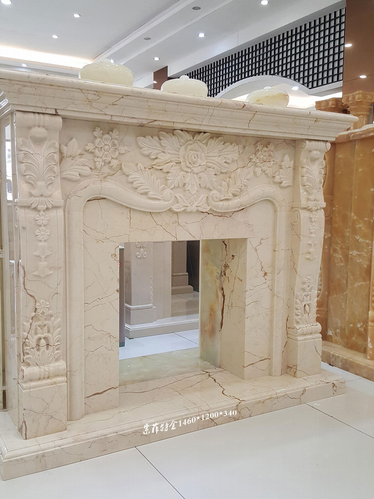 土耳其进口索菲特金大理石欧式手工雕刻壁炉架marble fireplace 2