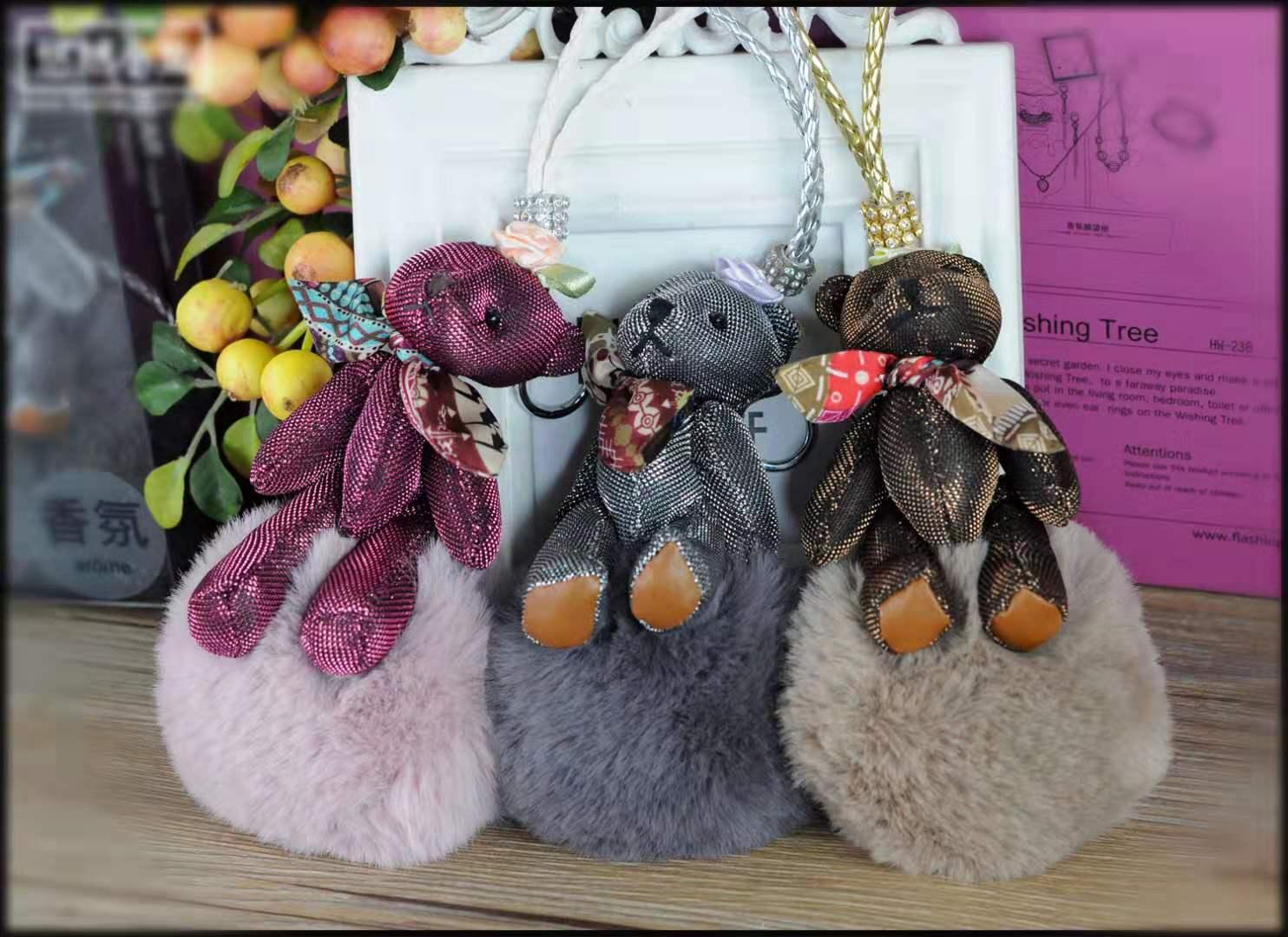 Teddy bear hair ball fragrance hanging  car fragrance hanging bag zipper 