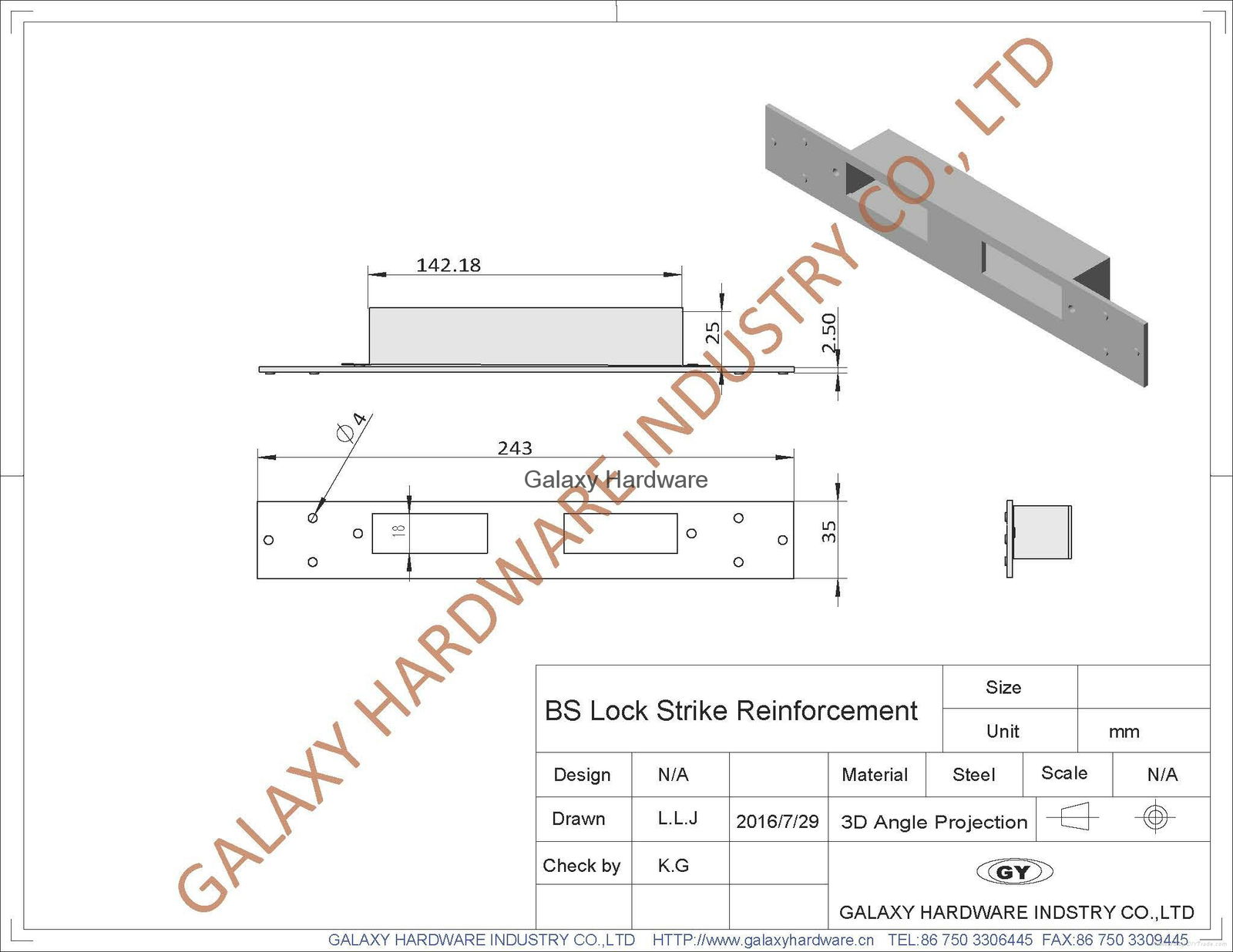 Reinforcement Plates for ANSI Hinges, EN Hinges, ANSI Mortise Locks, EN Mortise  3