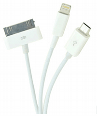 3IN 1 USB  CABLE  Charger Cable 8PIN /30PIN /Micro USB for iPhone3、3GS/4/5/6 Sam