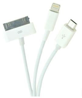 3IN 1 USB  CABLE  Charger Cable 8PIN /30PIN /Micro USB for iPhone3、3GS/4/5/6 Sam 2