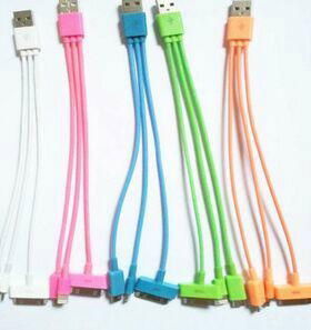 3IN 1 USB  CABLE  Charger Cable 8PIN /30PIN /Micro USB for iPhone3、3GS/4/5/6 Sam 4