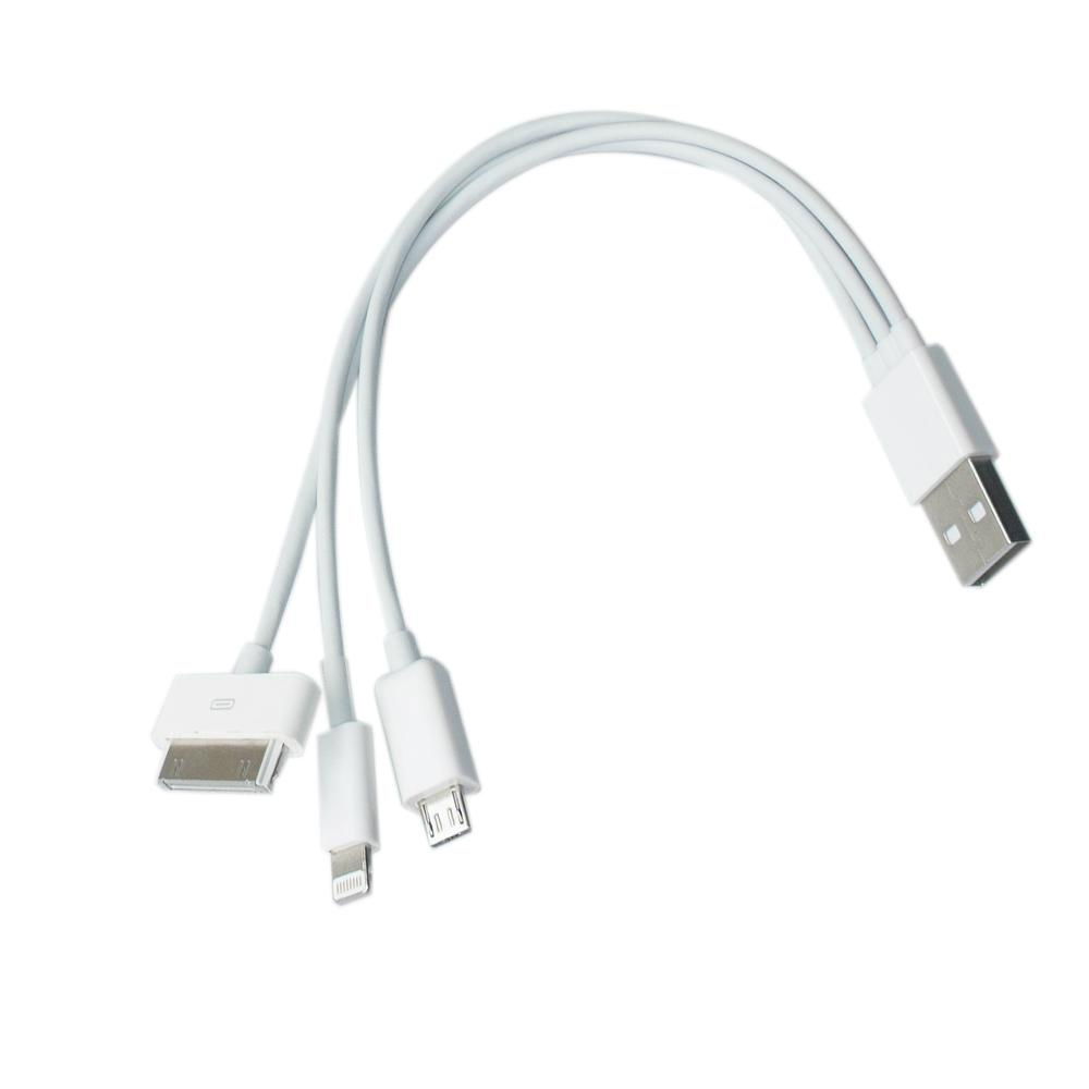 3IN 1 USB  CABLE  Charger Cable 8PIN /30PIN /Micro USB for iPhone3、3GS/4/5/6 Sam 5