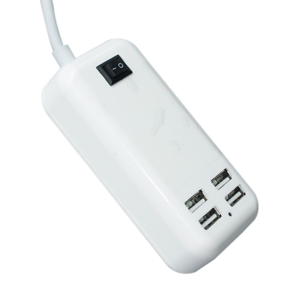 15W Four USB Ports US Plug Power Adapter Charger Cell Phones & Tablet PC (White) 4
