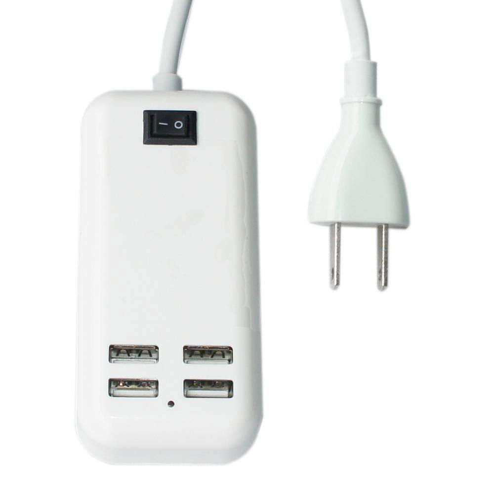 15W Four USB Ports US Plug Power Adapter Charger Cell Phones & Tablet PC (White) 3