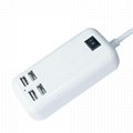 15W Four USB Ports US Plug Power Adapter Charger Cell Phones & Tablet PC (White) 2