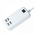 15W Four USB Ports US Plug Power Adapter Charger Cell Phones & Tablet PC (White)