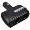 DC 12V/24V 2 Socket 1 USB Port Adapter Splitter Car Cigarette Lighter Charger 8