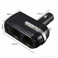 DC 12V/24V 2 Socket 1 USB Port Adapter Splitter Car Cigarette Lighter Charger 7