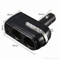 DC 12V/24V 2 Socket 1 USB Port Adapter Splitter Car Cigarette Lighter Charger 3